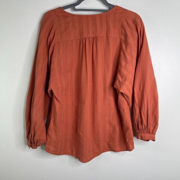 Madewell Raglan Peasant Stripe Orange Boho Oversized Top Women's Size XS - Picture 7 of 8